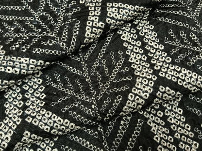 平和屋着物●上質な小紋　総絞り　亀甲文　黒地　正絹　逸品　AABL3555fy