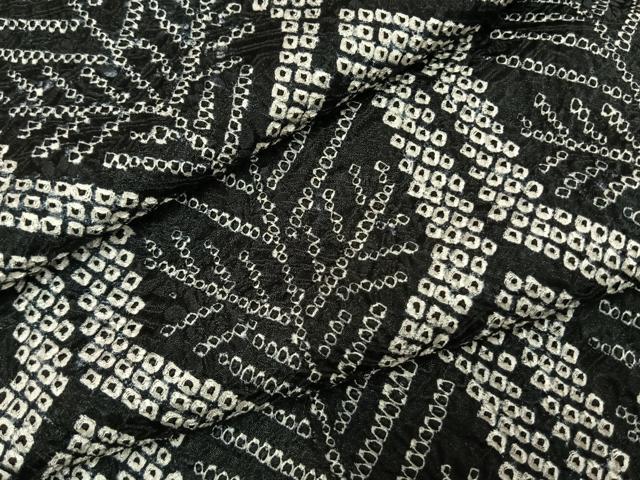 平和屋着物●上質な小紋　総絞り　亀甲文　黒地　正絹　逸品　AABL3555fy