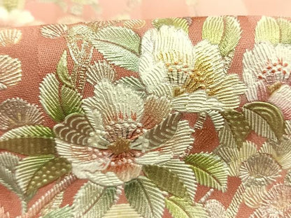 平和屋着物●訪問着　刺繍　枝花文　暈し染め　金銀彩　正絹　逸品　AABL3556fy