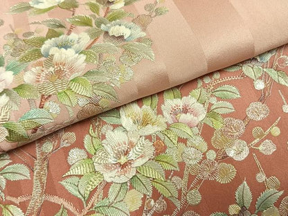 平和屋着物●訪問着　刺繍　枝花文　暈し染め　金銀彩　正絹　逸品　AABL3556fy