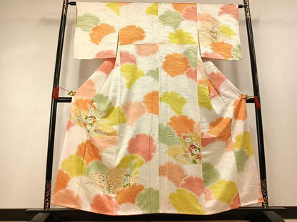 平和屋着物●創業460年・千總　訪問着　駒刺繍　草花文　金彩　高島屋扱い　正絹　逸品　AABL3557fy