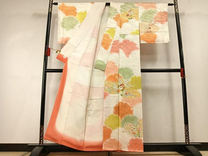 平和屋着物●創業460年・千總　訪問着　駒刺繍　草花文　金彩　高島屋扱い　正絹　逸品　AABL3557fy