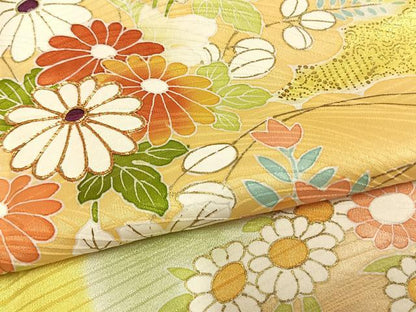 平和屋着物●創業460年・千總　訪問着　駒刺繍　草花文　金彩　高島屋扱い　正絹　逸品　AABL3557fy