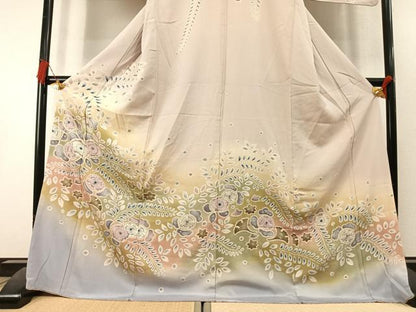 平和屋着物●訪問着　絞り　辻が花　暈し染め　ロング丈　正絹　逸品　AABL3558fy