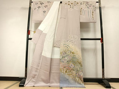 平和屋着物●訪問着　絞り　辻が花　暈し染め　ロング丈　正絹　逸品　AABL3558fy