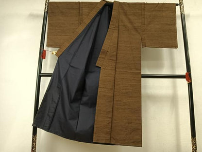 平和屋着物●男性　紬　アンサンブル　網代織　正絹　逸品　未使用　AABL3560fy