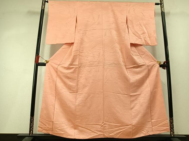 平和屋着物●上質な色無地　熨斗枝梅地紋　一斤染色　正絹　逸品　AABL3563fy