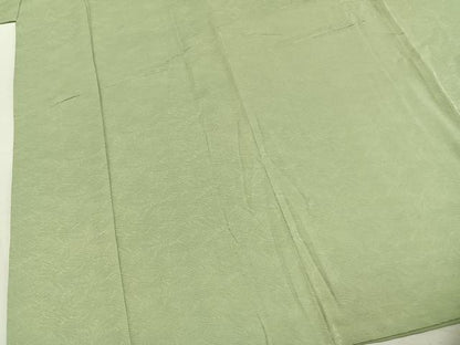 平和屋着物▼上質な色無地　立波地紋　若菜色　正絹　逸品　AABL3564fy