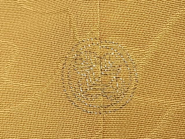 平和屋着物●上質な色無地　地紙重ね地紋　黄朽葉色　正絹　逸品　AABL3566fy