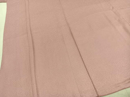 平和屋着物●上質な色無地　霞地紋　鴇色　ロング丈　正絹　逸品　AABL3567fy