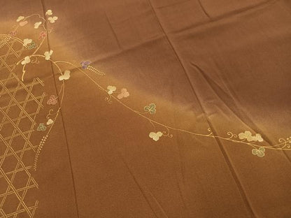 平和屋着物●豪華色留袖　作家物　刺繍　唐草文　暈し染め　金彩　正絹　逸品　AABL3572fy