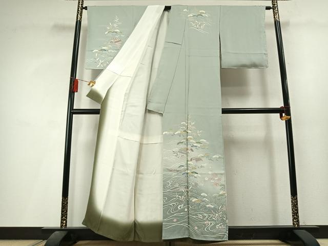 平和屋着物●訪問着　松竹梅　暈し染め　金彩　正絹　逸品　AABL3573fy