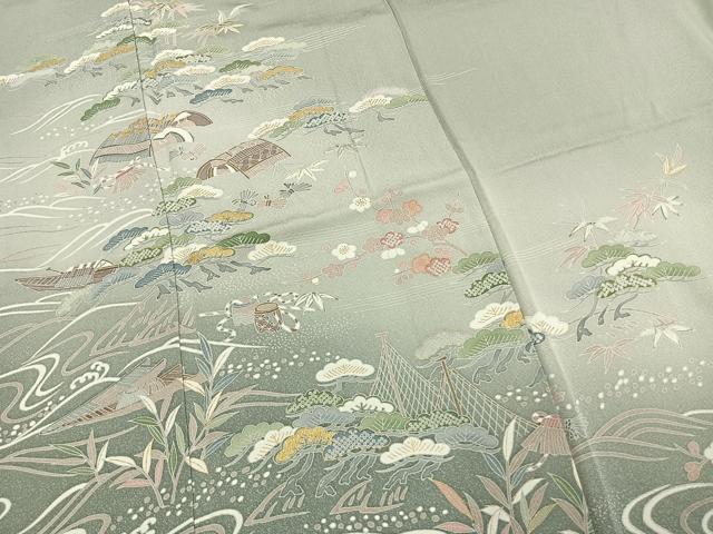 平和屋着物●訪問着　松竹梅　暈し染め　金彩　正絹　逸品　AABL3573fy