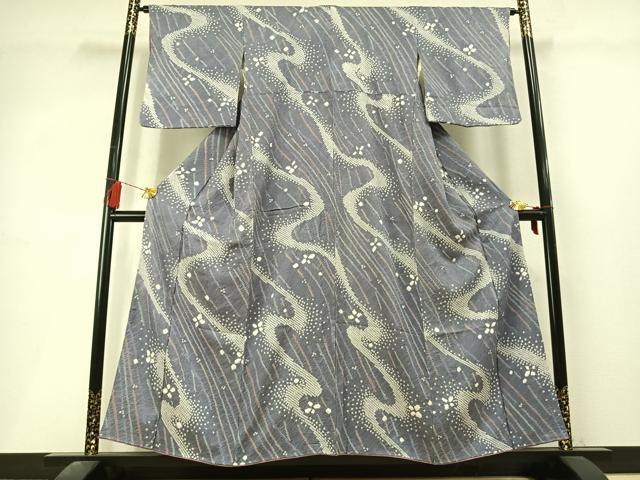 平和屋着物●上質な小紋　総絞り　流水文　正絹　逸品　AABL3574fy