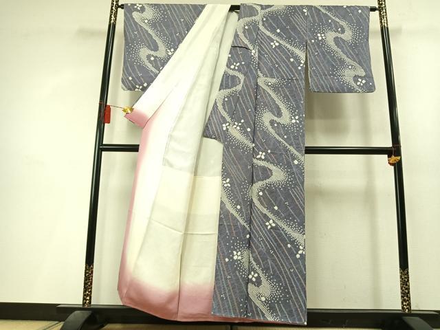 平和屋着物●上質な小紋　総絞り　流水文　正絹　逸品　AABL3574fy