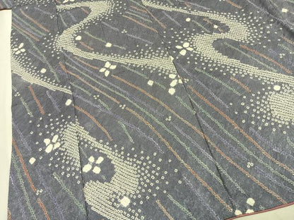 平和屋着物●上質な小紋　総絞り　流水文　正絹　逸品　AABL3574fy