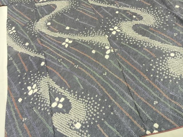 平和屋着物●上質な小紋　総絞り　流水文　正絹　逸品　AABL3574fy