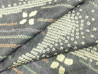 平和屋着物●上質な小紋　総絞り　流水文　正絹　逸品　AABL3574fy