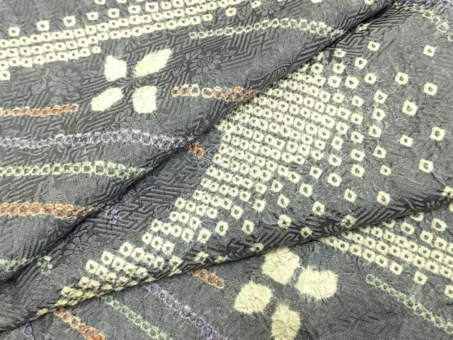 平和屋着物●上質な小紋　総絞り　流水文　正絹　逸品　AABL3574fy