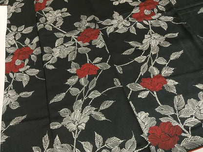 平和屋着物●上質な小紋　枝花文　黒地　ロング丈　正絹　逸品　AABL3575fy