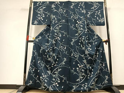 平和屋着物●小紋　兎　草花文　洗える着物　AABL3579fy