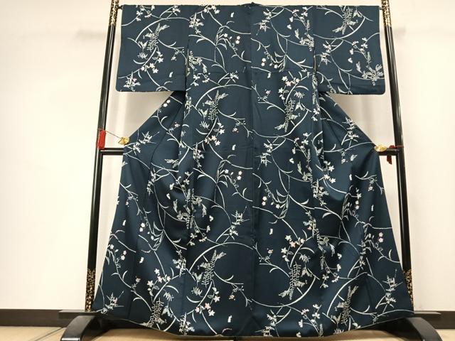 平和屋着物●小紋　兎　草花文　洗える着物　AABL3579fy