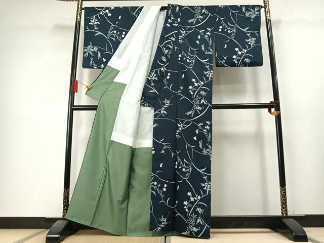 平和屋着物●小紋　兎　草花文　洗える着物　AABL3579fy