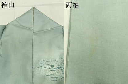 平和屋着物●本加賀友禅作家　石田己代治　訪問着　紬地　舟　やまと誂製　正絹　逸品　AABL3581fy