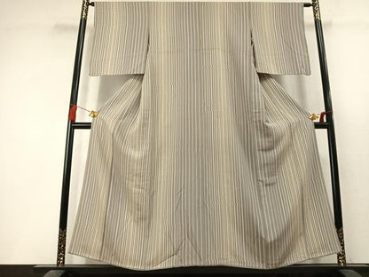 平和屋着物●上質な小紋　変わり縞　正絹　逸品　未使用　AABL3583fy