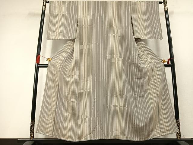 平和屋着物●上質な小紋　変わり縞　正絹　逸品　未使用　AABL3583fy