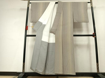 平和屋着物●上質な小紋　変わり縞　正絹　逸品　未使用　AABL3583fy