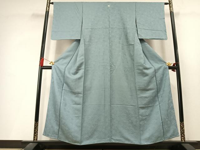 平和屋着物●上質な色無地　葉尽くし地紋　秘色色　正絹　逸品　未使用　AABL3585fy