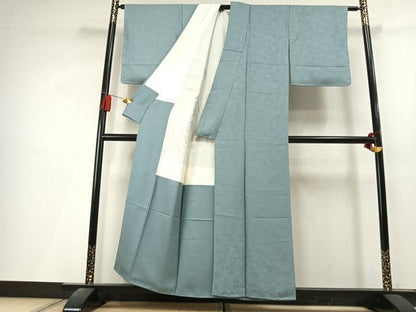 平和屋着物●上質な色無地　葉尽くし地紋　秘色色　正絹　逸品　未使用　AABL3585fy