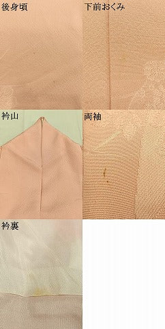 平和屋着物●上質な色無地　草花地紋　一斤染色　正絹　逸品　AABL3586fy