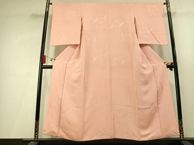平和屋着物●上質な色無地　草花地紋　一斤染色　正絹　逸品　AABL3586fy