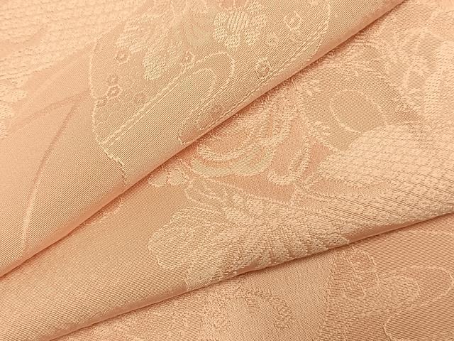 平和屋着物●上質な色無地　草花地紋　一斤染色　正絹　逸品　AABL3586fy