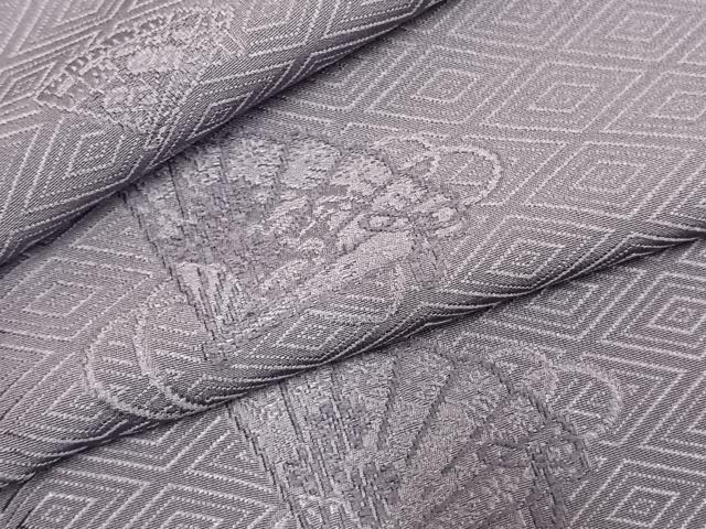 平和屋着物●上質な色無地　扇面花地紋　鳩羽色　正絹　逸品　AABL3587fy