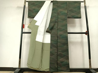 平和屋着物●上質な小紋　切嵌文　正絹　逸品　AABL3590fy