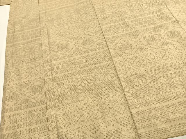 平和屋着物●結城紬　80亀甲　横段文　正絹　逸品　AABL3591fy