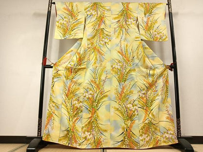 平和屋着物●上質な小紋　手描き　草花文　暈し染め　正絹　逸品　AABL3592fy