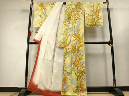 平和屋着物●上質な小紋　手描き　草花文　暈し染め　正絹　逸品　AABL3592fy