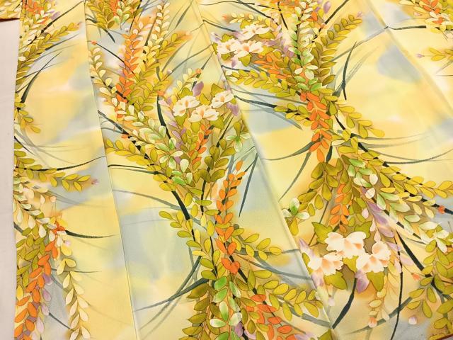 平和屋着物●上質な小紋　手描き　草花文　暈し染め　正絹　逸品　AABL3592fy