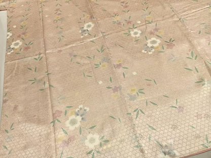 平和屋着物●上質な小紋　草花文　金彩　ロング丈　正絹　逸品　AABL3593fy