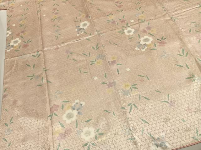 平和屋着物●上質な小紋　草花文　金彩　ロング丈　正絹　逸品　AABL3593fy