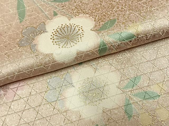 平和屋着物●上質な小紋　草花文　金彩　ロング丈　正絹　逸品　AABL3593fy
