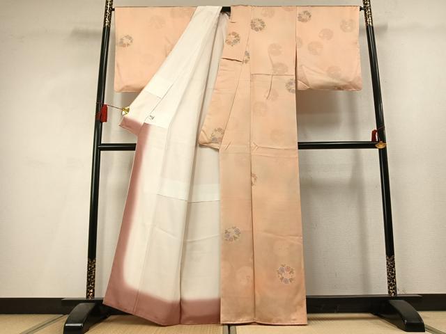 平和屋着物●上質な小紋　地紋起こし　草花文　暈し染め　正絹　逸品　未使用　AABL3594fy