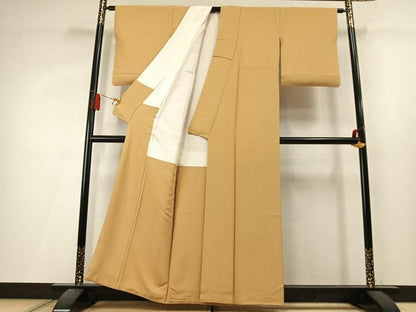 平和屋着物●上質な色無地　玉蜀黍色　正絹　逸品　AABL3595fy