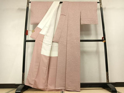 平和屋着物●上質な色無地　芝地紋　一斤染色　正絹　逸品　未使用　AABL3596fy