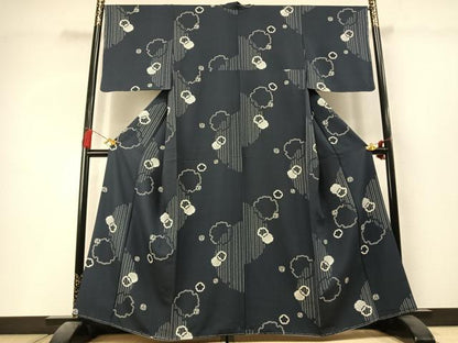 平和屋着物●上質な小紋　雪輪文様　正絹　逸品　未使用　AABL3597fy