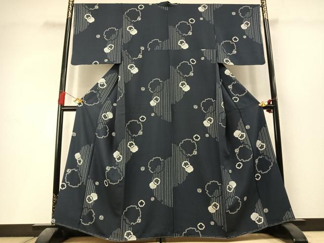 平和屋着物●上質な小紋　雪輪文様　正絹　逸品　未使用　AABL3597fy